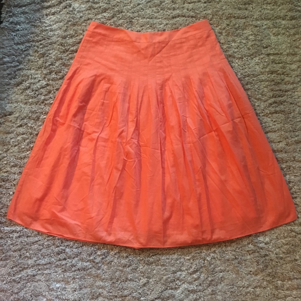 J Crew Orange Pleated Detail Skirt